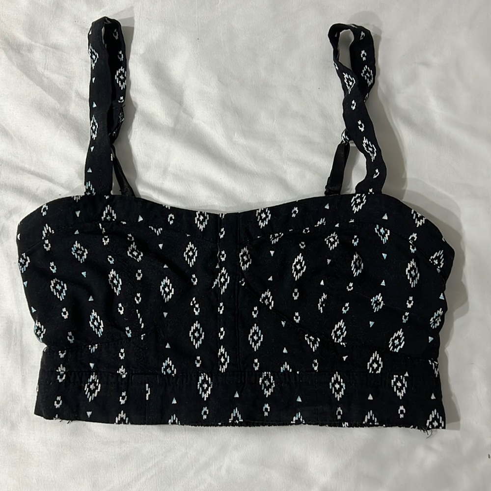 Black patterned bralette crop top